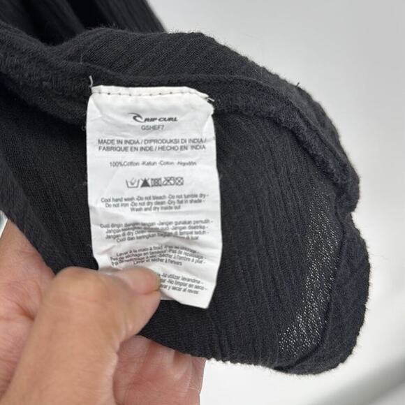 Rip Curl Fantasy Cardigan black gauze material embroidered open front size L - Picture 9 of 9